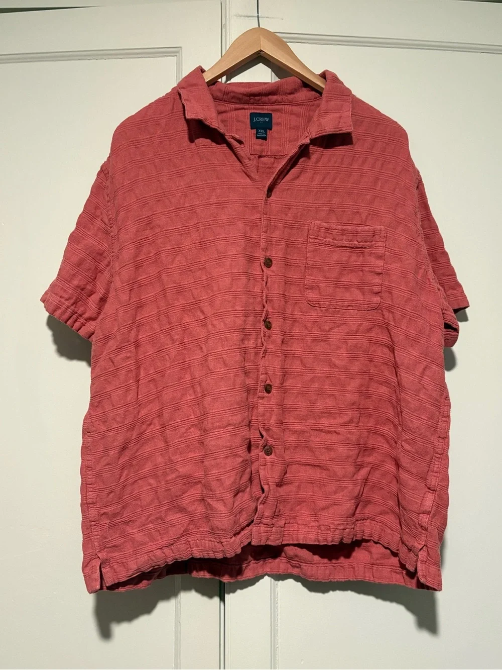 Men’s J Crew Textured Linen Blend Short Sleeve Button Up